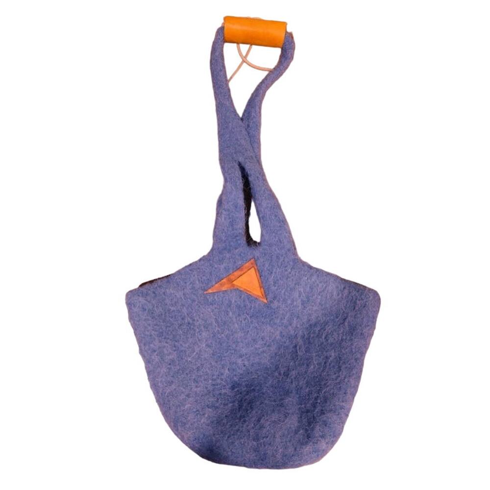 Heavy Felted Wool Bucket Bag, 2 Interior Pockets, Magnetic Closure